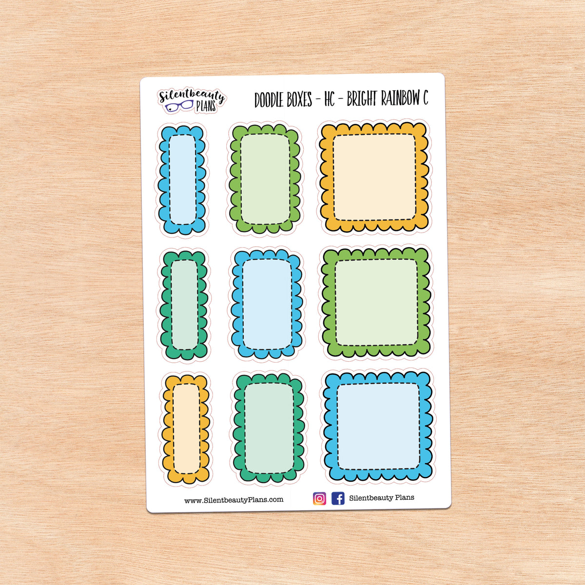 Bright Rainbow Doodle Boxes | 3 Options