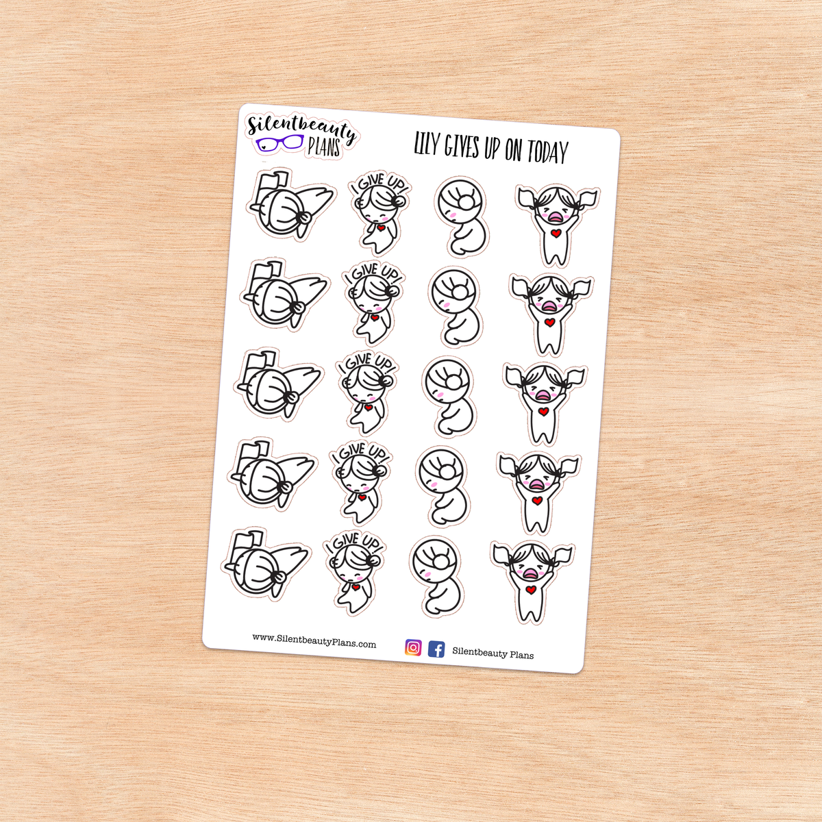 Lily Gives Up on Today - Cute Girl Stickers