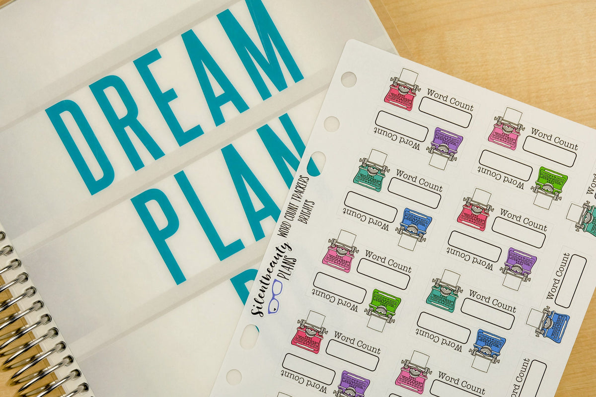 Word Count Tracker Stickers, Typewriter, Word Count Stickers, Planner Stickers, Filofax, Kikki-K, Erin Condren, Happy Planner, UK