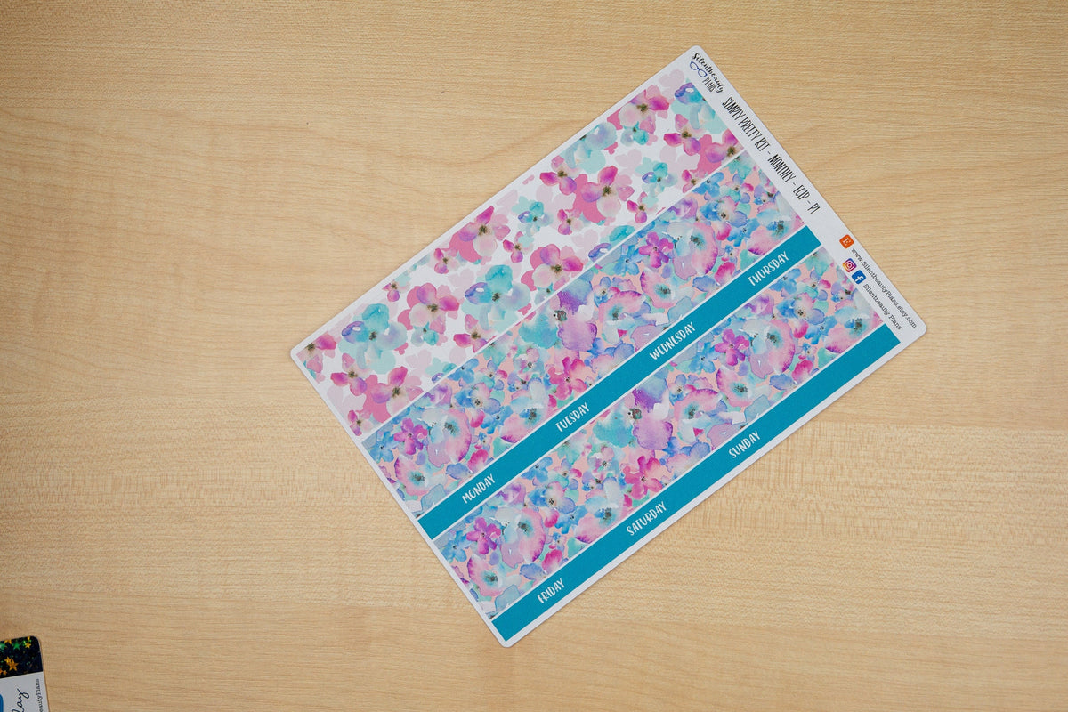 Simply Pretty Sticker Monthly Kit - Pick your Month & Start - Life Planner, Vertical, Planner Stickers, UK