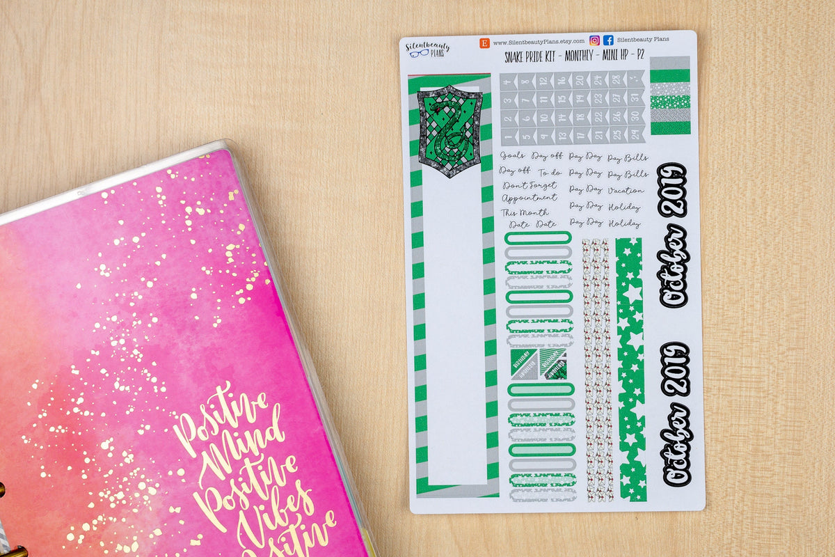 Snake Pride Monthly Kit - Mini Happy Planner | Choose your Month - Planner Stickers, UK