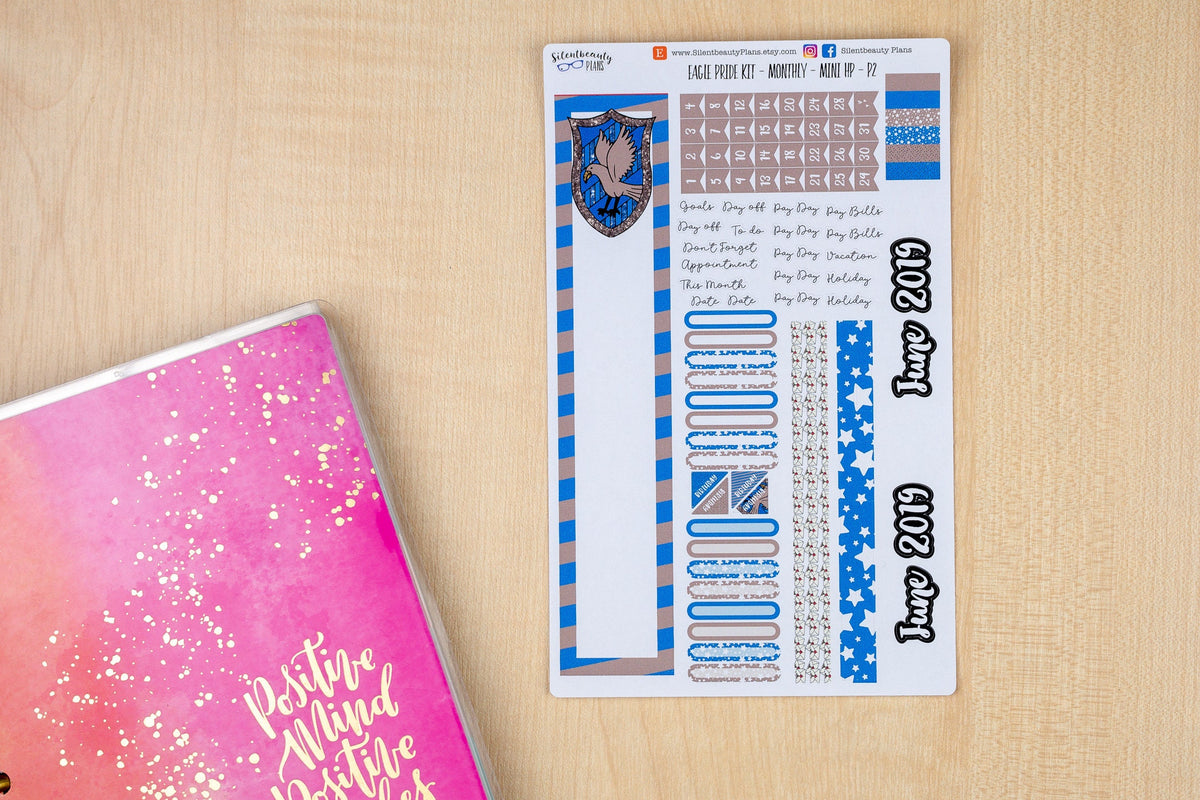 Eagle Pride Monthly Kit - Mini Happy Planner | Choose your Month - Planner Stickers, UK