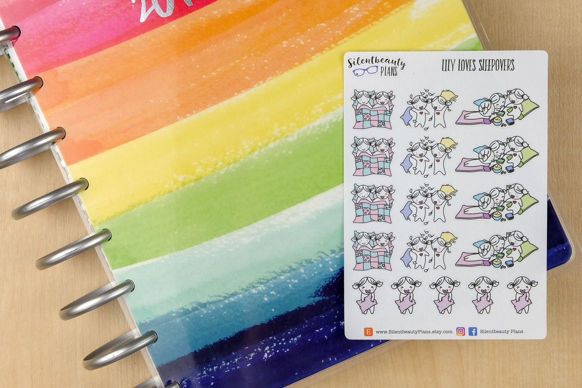 Lily loves Sleepovers - Cute Girl Stickers