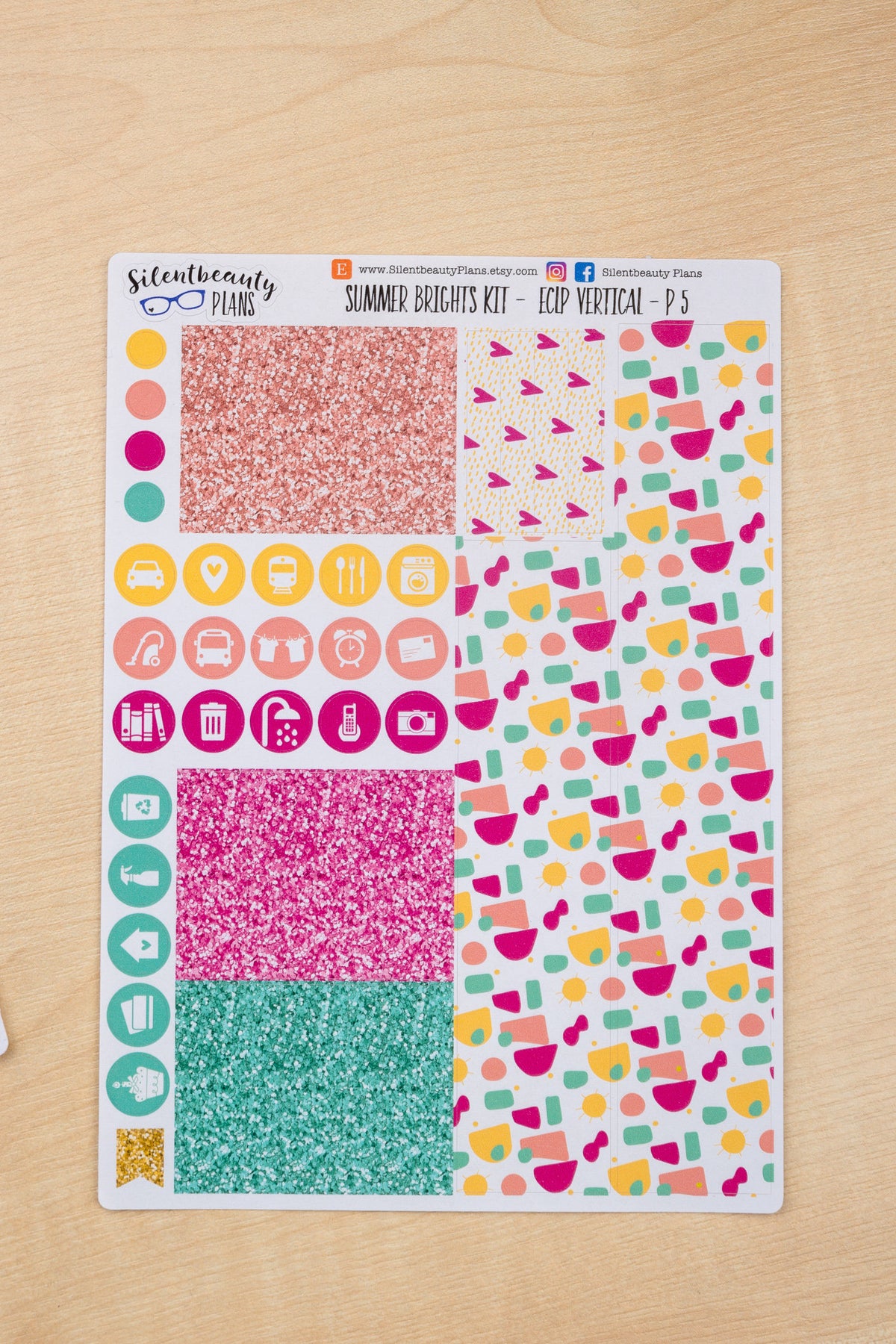 Summer Brights Sticker Kit - Standard Vertical Life Planner, Vertical Planner, Weekly Sticker Kit, Planner Stickers, UK