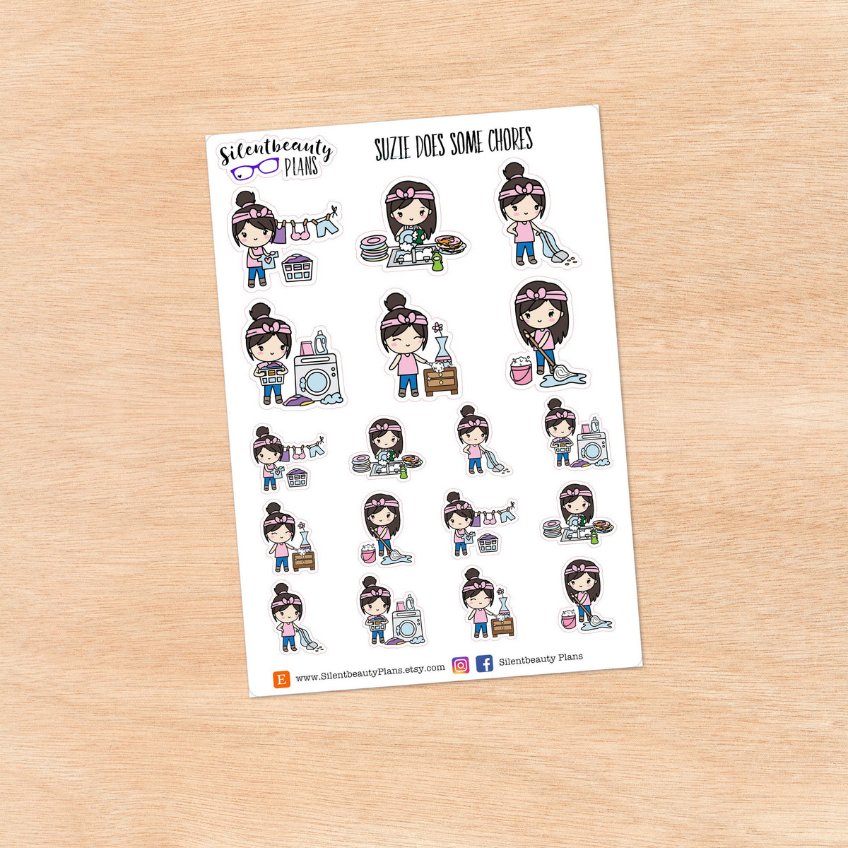 Suzie does some Chores - Cute Girl Stickers