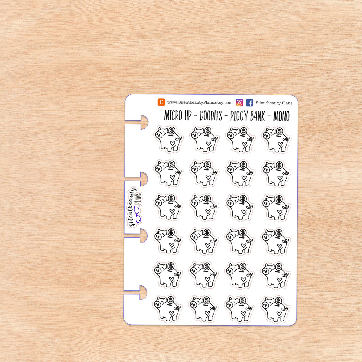 Doodle Piggy Bank | 4 Colour Options | Micro Disc