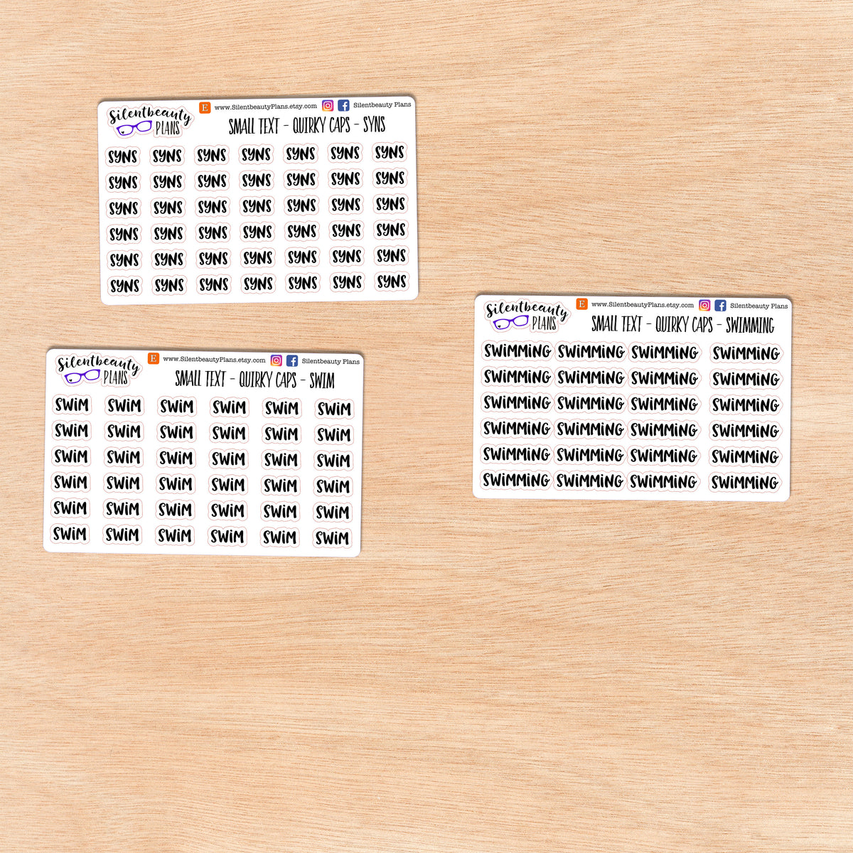Tiny Text - R - S - Words & Phrases - Quirky Caps - Script Stickers