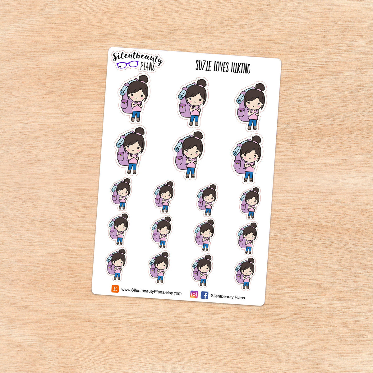 Suzie loves Hiking - Cute Girl Stickers