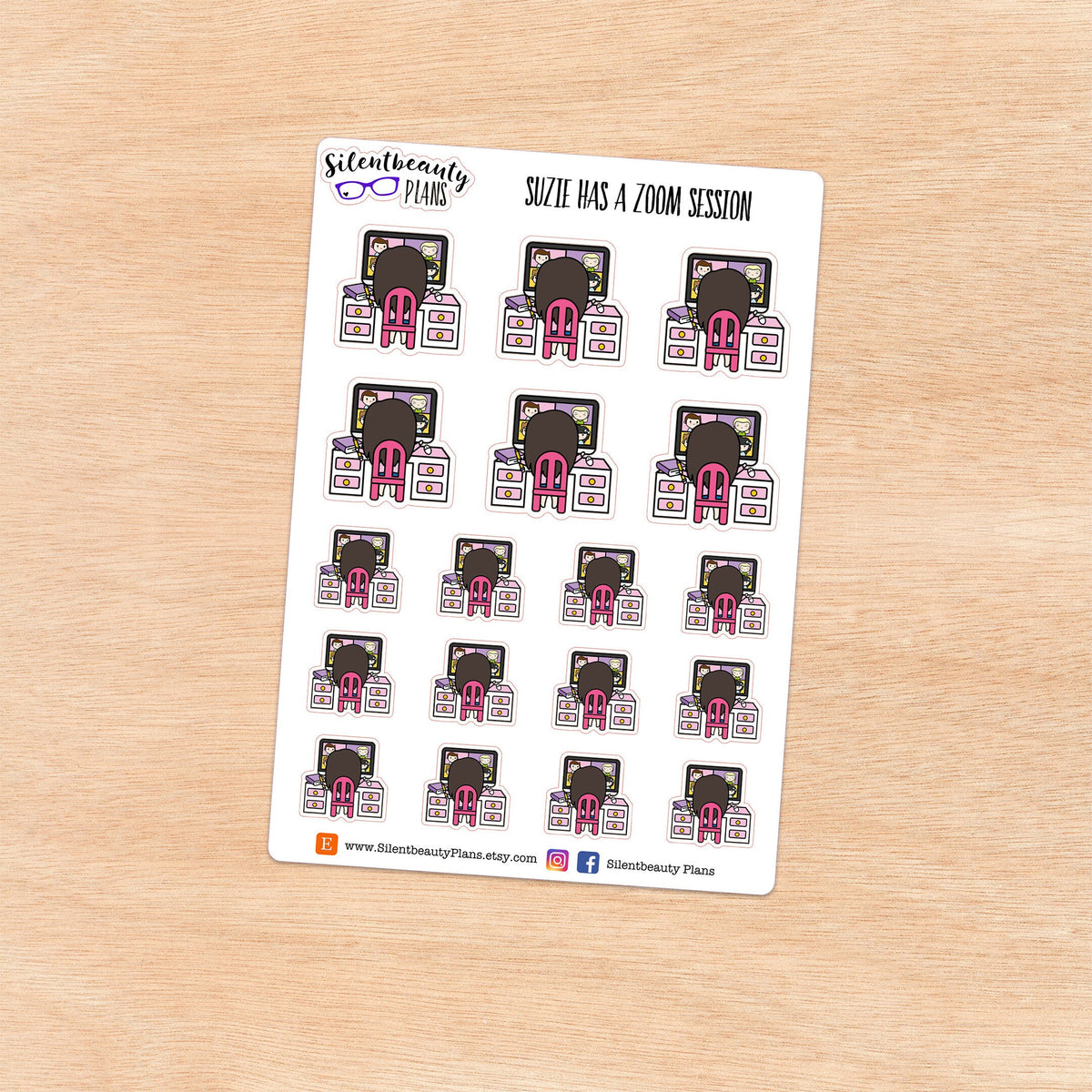 Suzie likes Zoom - Cute Girl Stickers