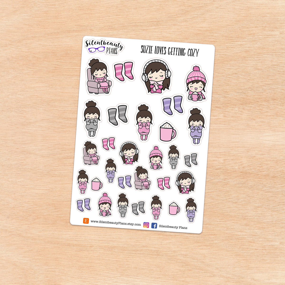 Suzie loves getting Cozy - Cute Girl Stickers