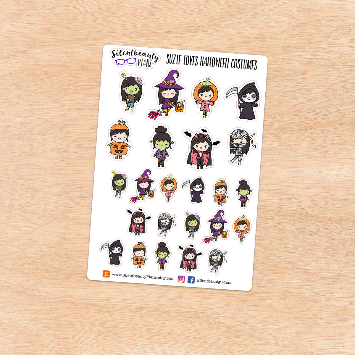 Suzie loves Halloween Costumes - Cute Girl Stickers