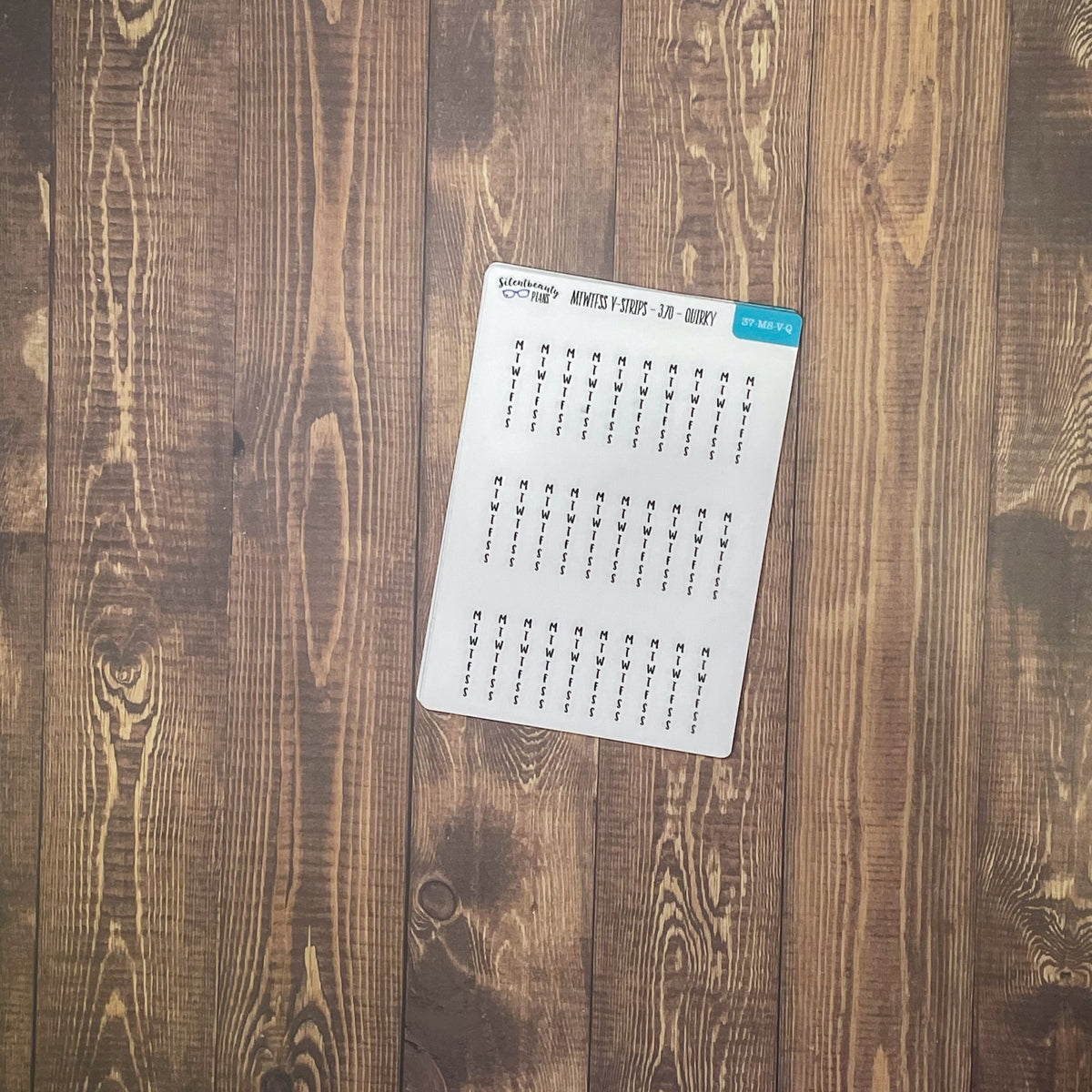 3.70mm Grid Vertical MTWTFSS Strips Sticker Sheet