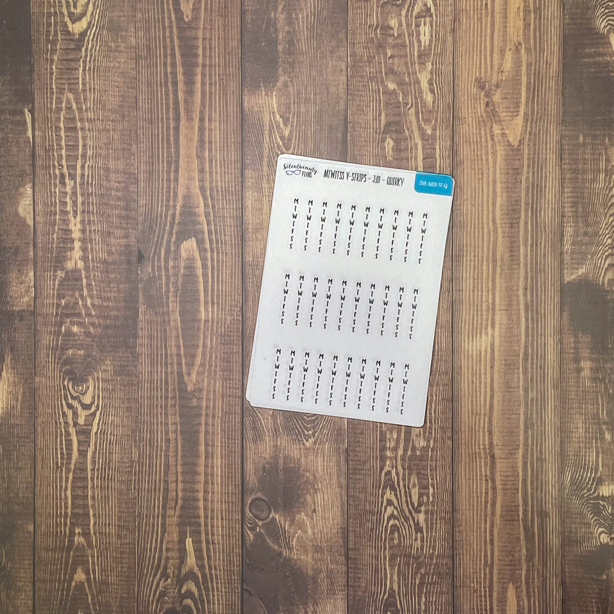 3.81mm Grid Vertical MTWTFSS Strips Sticker Sheet