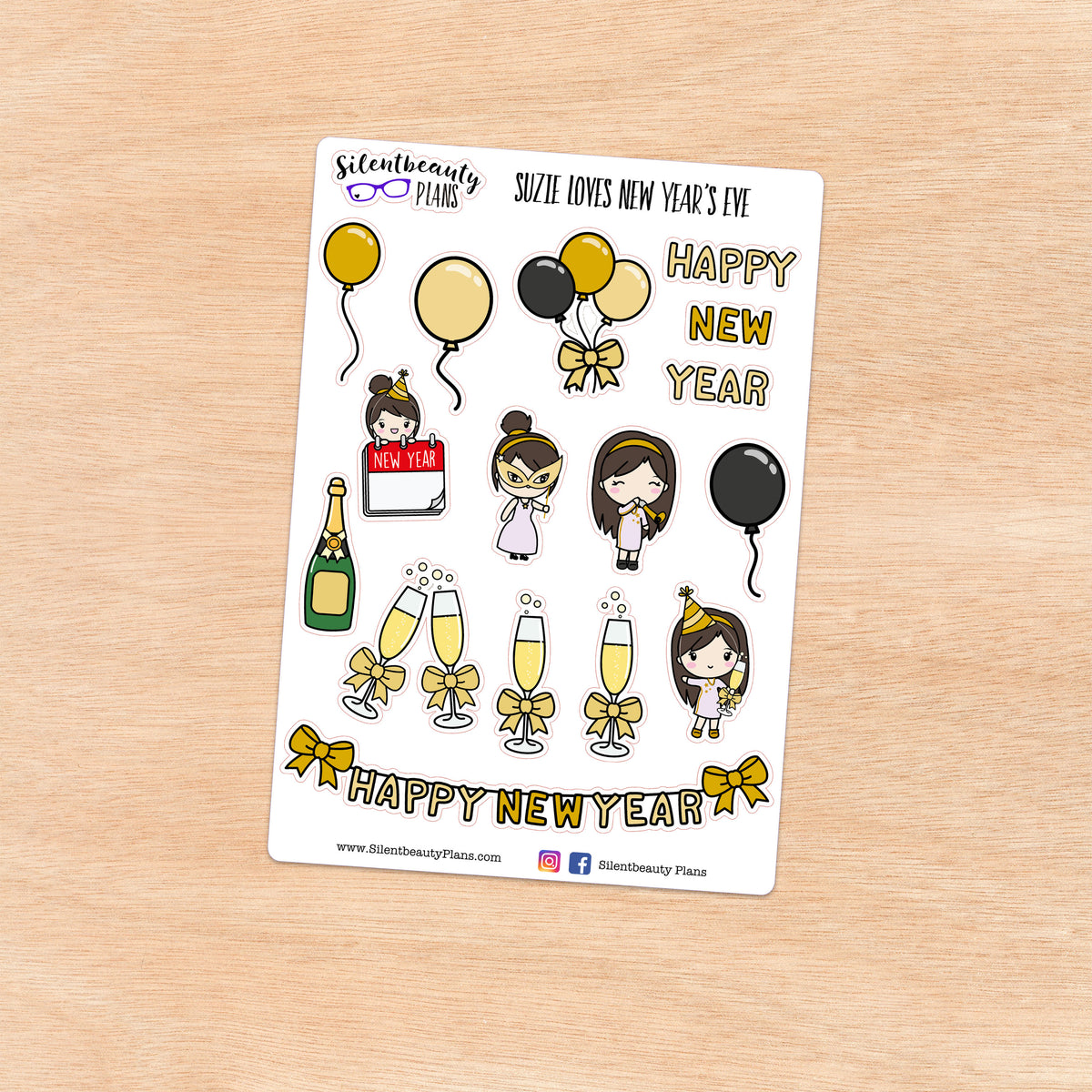 Suzie Loves New Year's Eve - Cute Girl Stickers