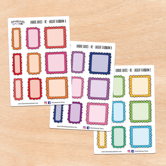 Bright Rainbow Doodle Boxes | 3 Options