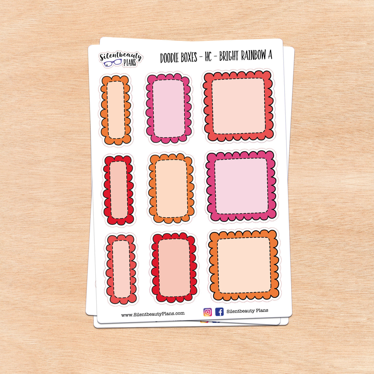 Bright Rainbow Doodle Boxes | 3 Options