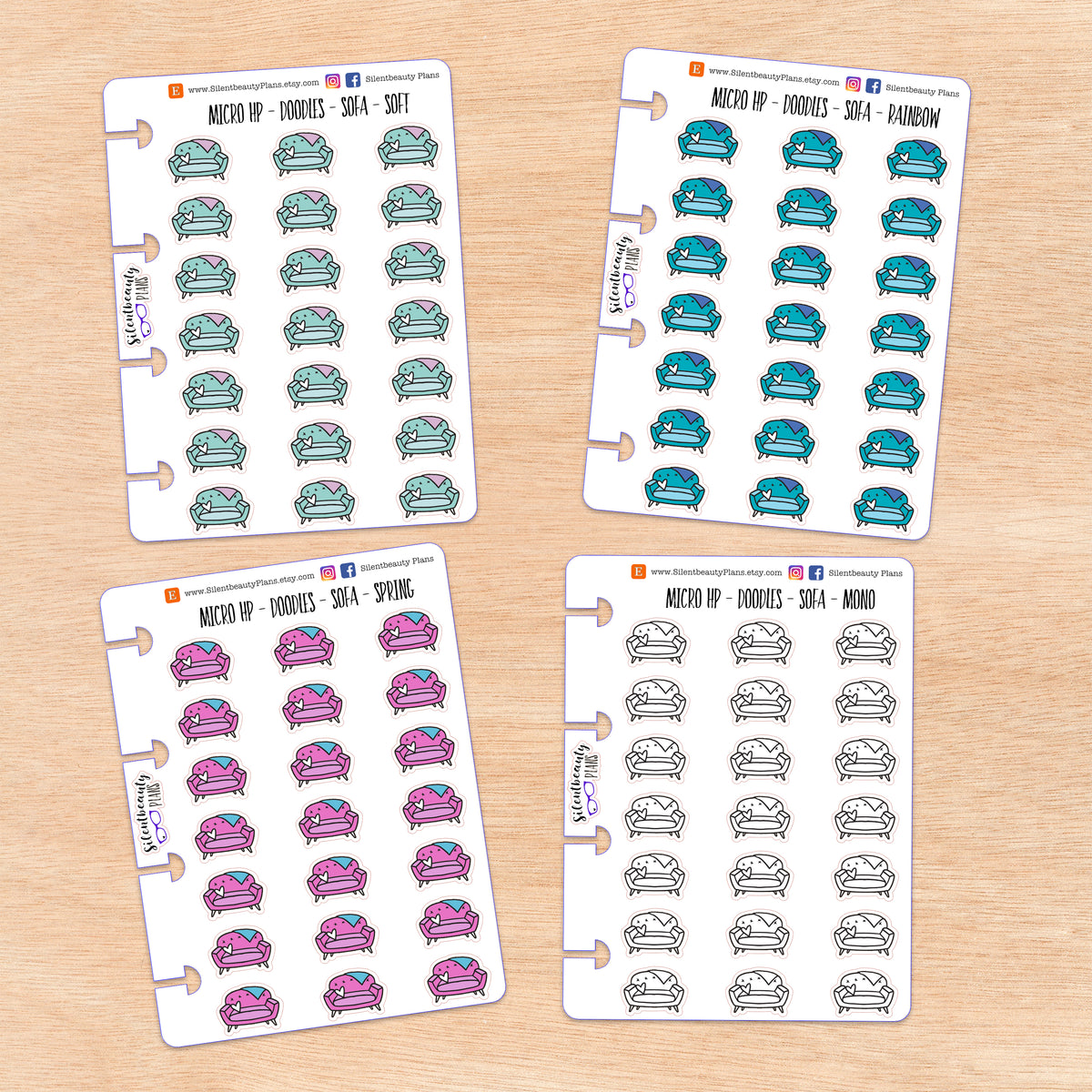 Doodle Sofa Stickers | 4 Colour Options | Micro Disc