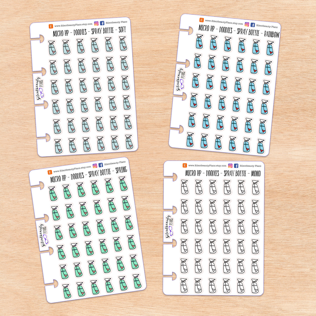Doodle Spray Bottle Stickers | 4 Colour Options | Micro Disc