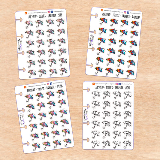 Doodle Umbrella Stickers | 4 Colour Options | Micro Disc