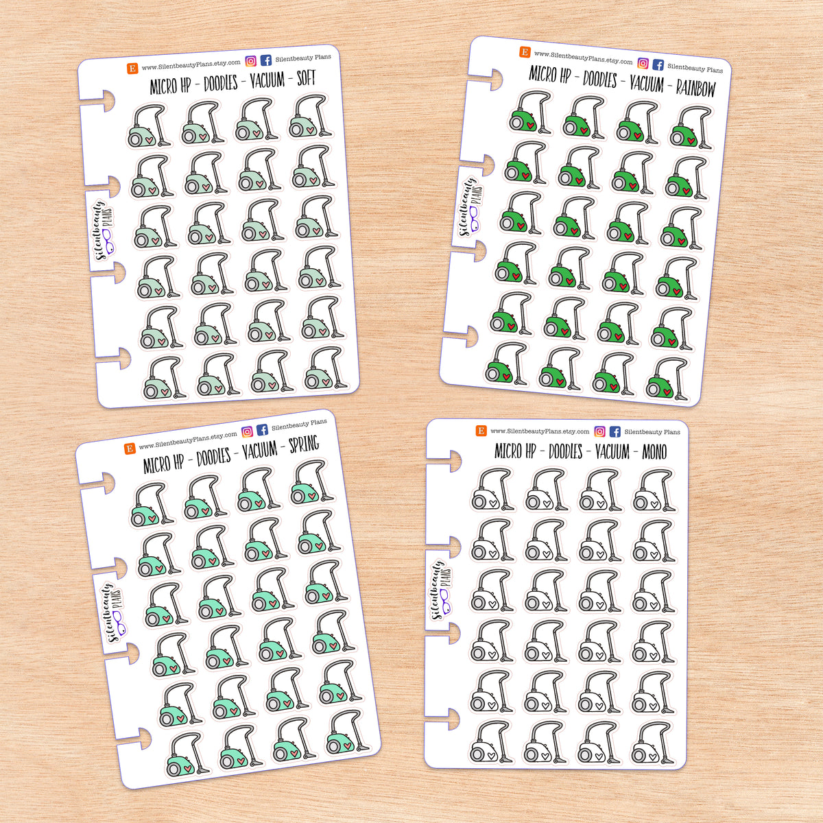 Doodle Vacuum Stickers | 4 Colour Options | Micro Disc