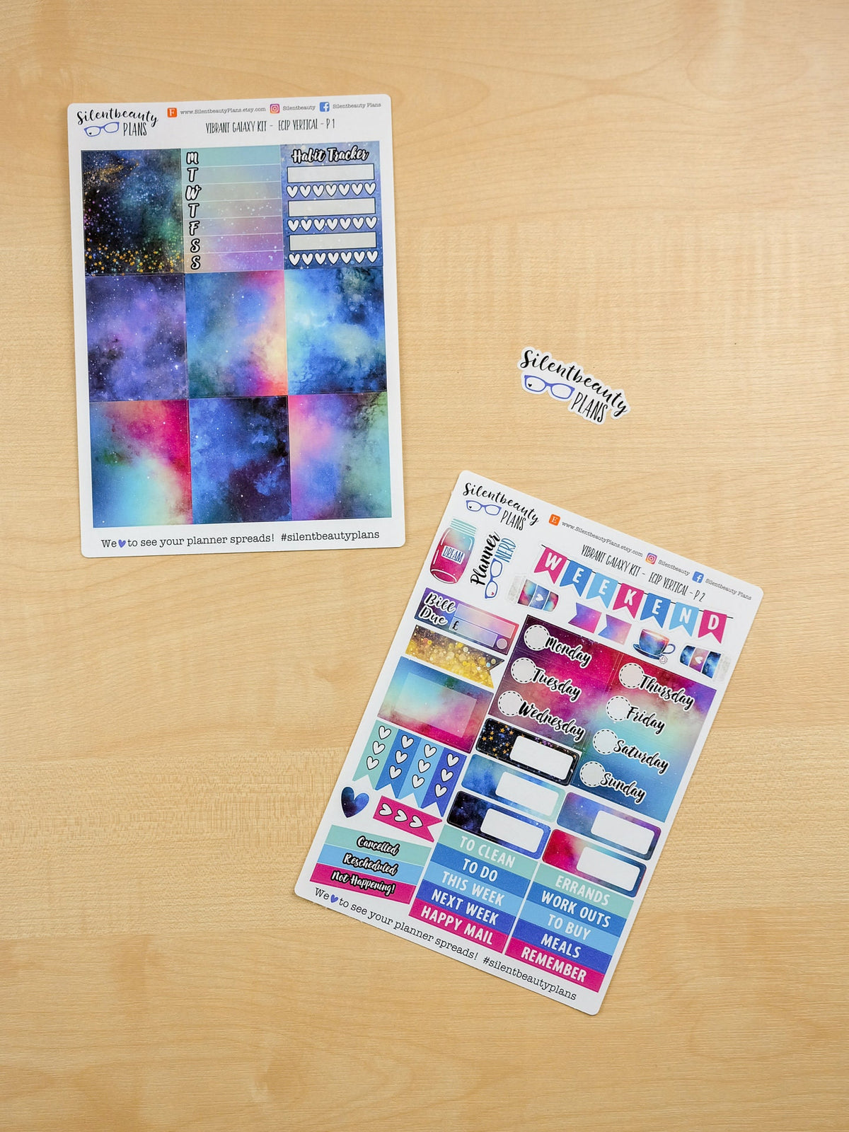 Vibrant Galaxy Sticker Kit - Standard Vertical, Vertical, Planner Stickers, UK