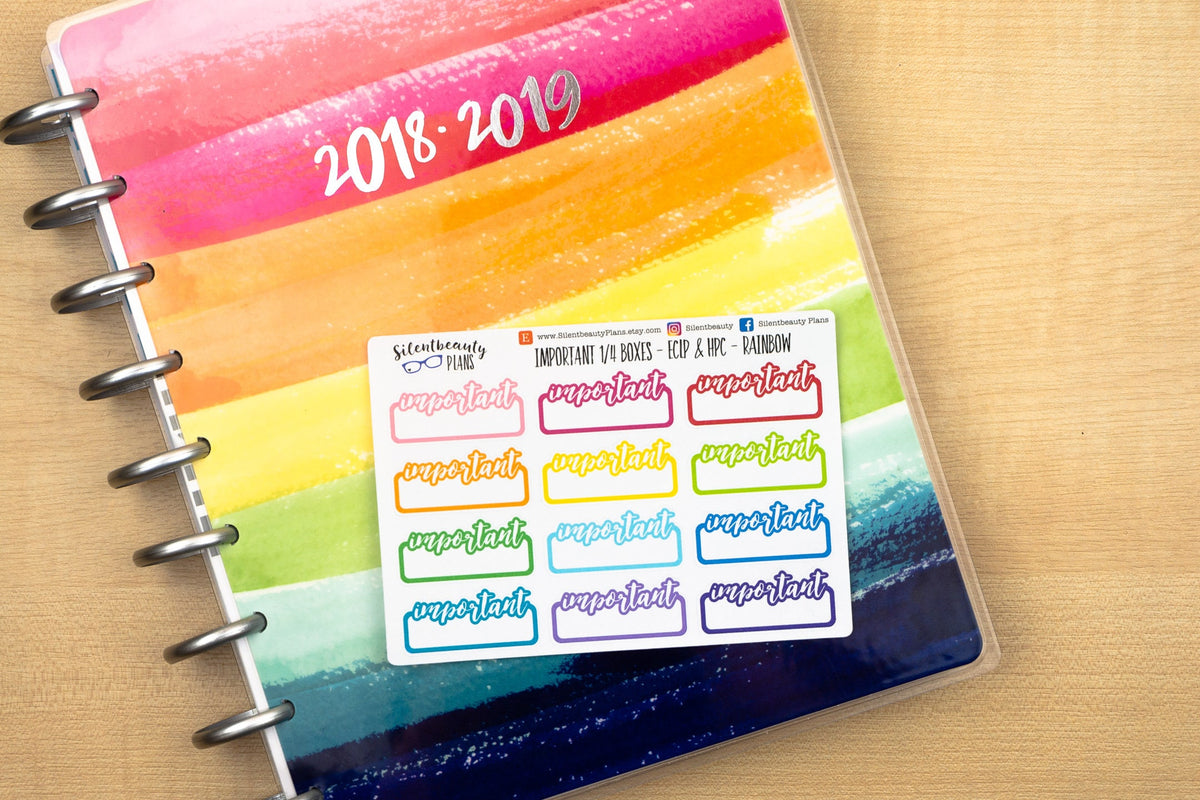 Script Text Quarter Box Planner Stickers - Focus Important Must Do Remember Etsy Facebook Instagram PR Post - Stickers UK