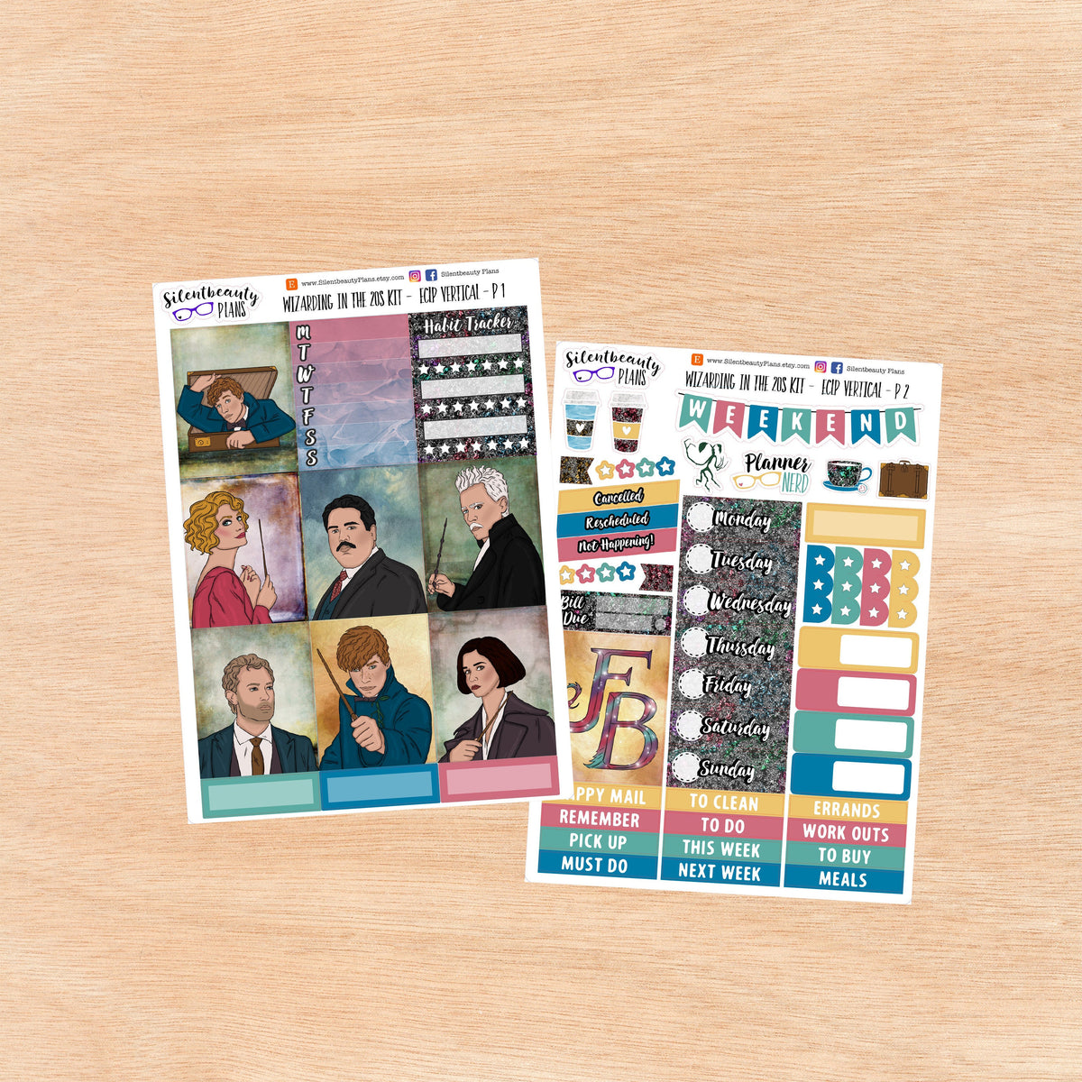 Wizarding in the 20s Sticker Kit - Standard Vertical, Vertical, Planner Stickers, UK