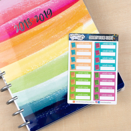 Currently Reading Stickers - Quarter Boxes - Erin Condren, Happy Planner, Vertical, Planner Stickers, UK