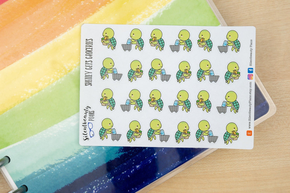 Shelley the Sea Turtle Gets Groceries  - Cute Turtle Stickers