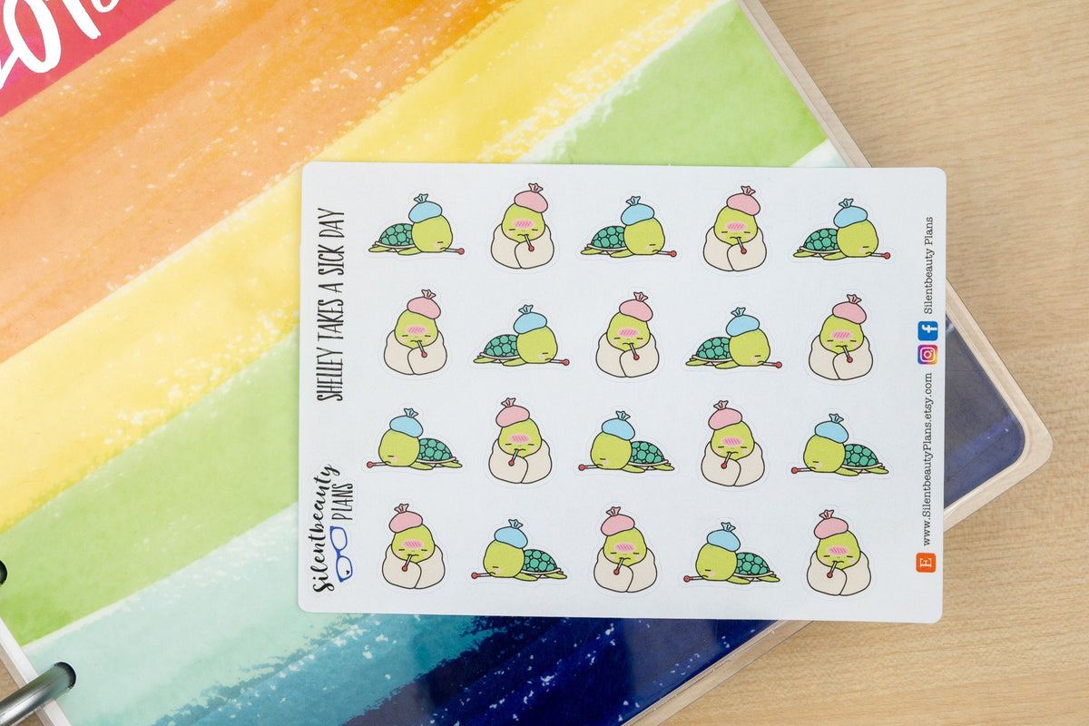 Shelley the Sea Turtle Takes a Sick Day -  Cute Turtle Stickers