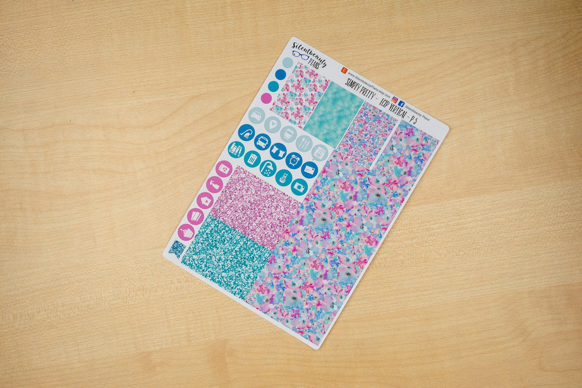 Simply Pretty Sticker Kit - Standard Vertical, Vertical, Planner Stickers, UK