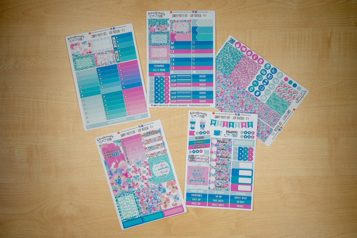 Simply Pretty Sticker Kit - Standard Vertical, Vertical, Planner Stickers, UK