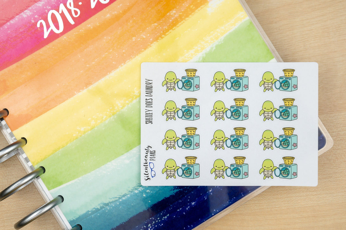 Shelley the Sea Turtle Does Laundry  - Cute Turtle Stickers
