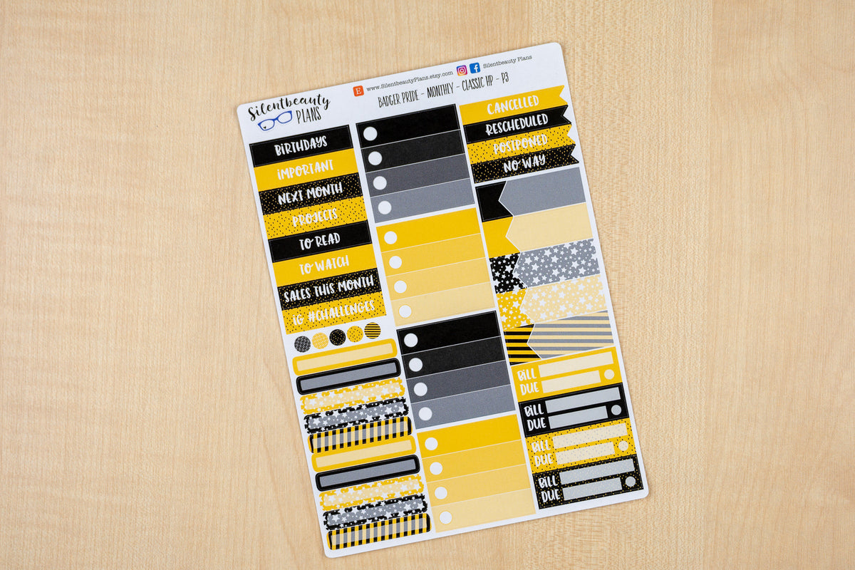 Badger Pride Monthly Sticker Kit | Pick your Month & Start Day