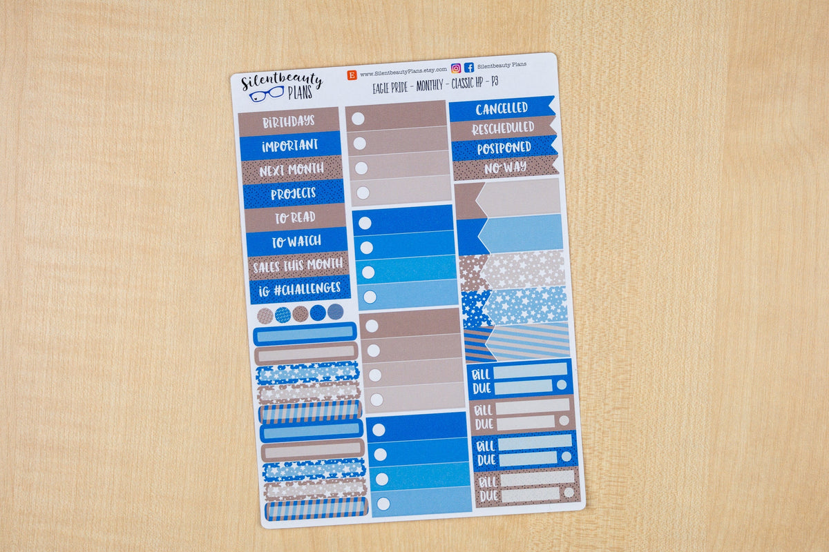 Eagle Pride Monthly Sticker Kit | Pick your Month & Start Day