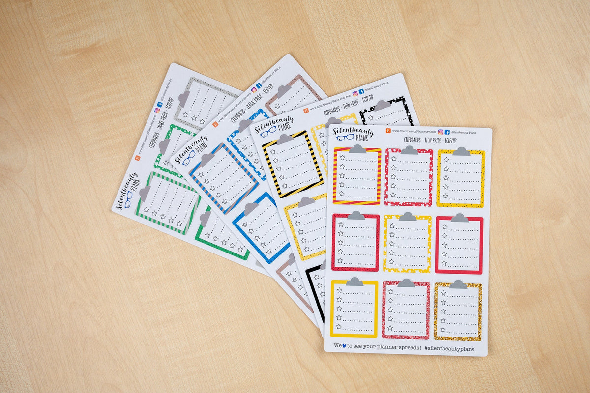 House Pride Clipboard Planner Stickers | 4 Options | Full Box Planner Stickers - UK Stickers for Planners