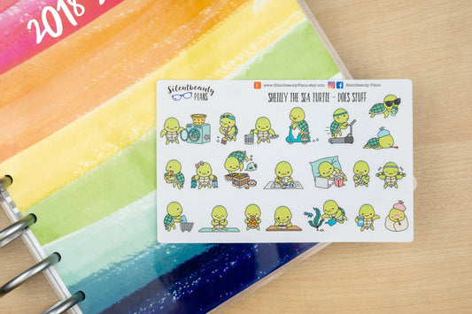 Shelley the Sea Turtle Sampler - Cute Turtle Stickers