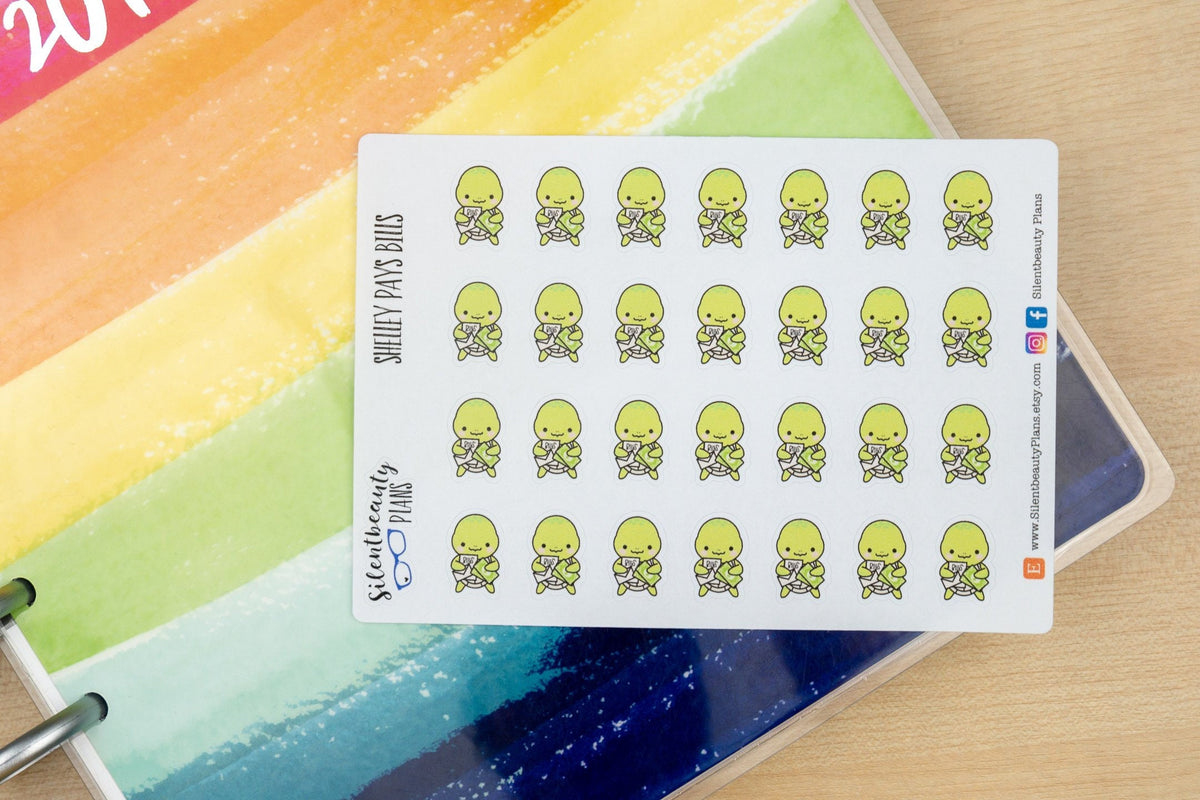 Shelley the Sea Turtle Pays the Bills  - Cute Turtle Stickers