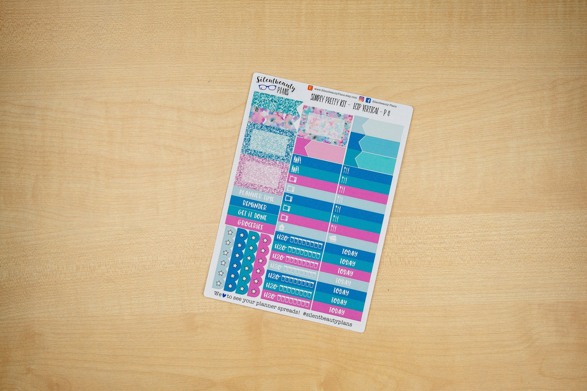 Simply Pretty Sticker Kit - Standard Vertical, Vertical, Planner Stickers, UK