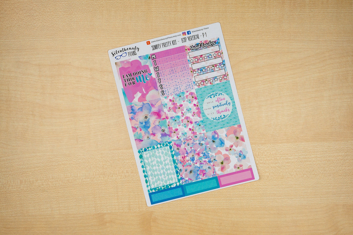 Simply Pretty Sticker Kit - Standard Vertical, Vertical, Planner Stickers, UK