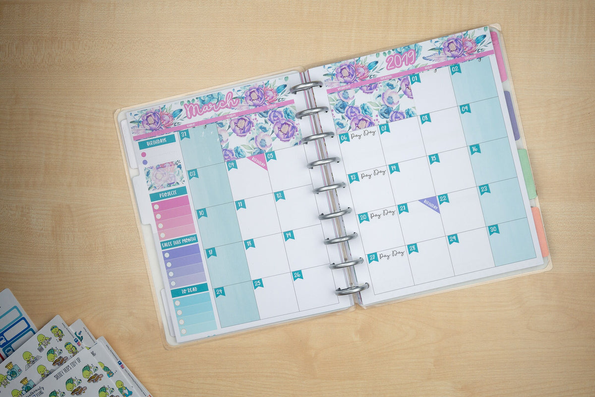 Boho Bloom Monthly Sticker Kit - Pick your Month & Start Day - Classic Happy Planner, Planner Stickers, UK