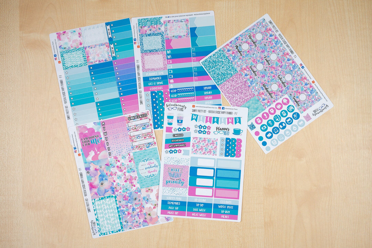 Simply Pretty Sticker Kit - Classic Happy Planner, Vertical, Planner Stickers, UK