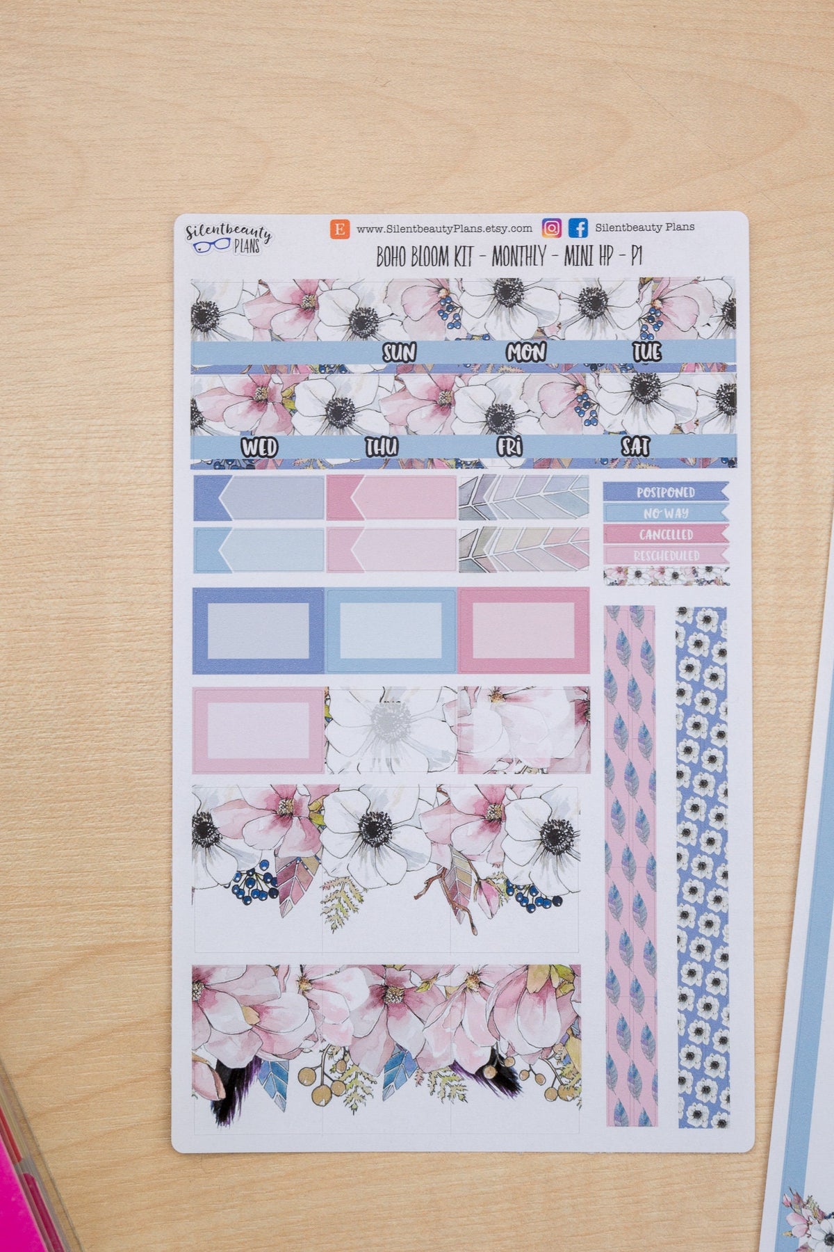 Blush Bloom Monthly Kit - Mini Happy Planner | Choose your Month -  Planner Stickers, UK
