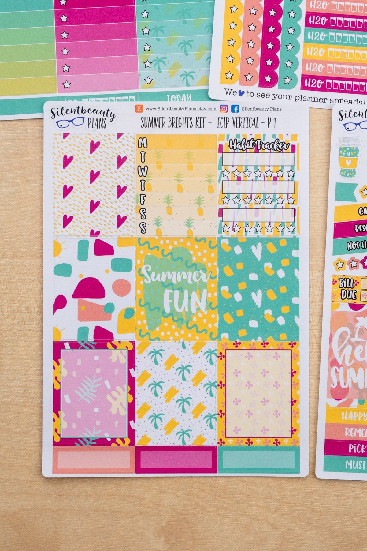 Summer Brights  Sticker Kit - Standard Vertical Life Planner, Vertical Planner, Weekly Sticker Kit, Planner Stickers, UK
