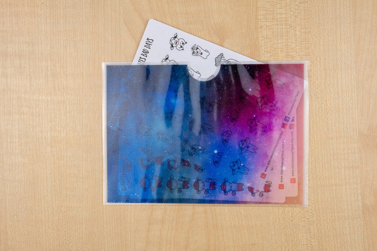 Galaxy Collection Sticker Stash Vellum Pouches | A6 Sticker Storage | Silentbeauty Plans | UK