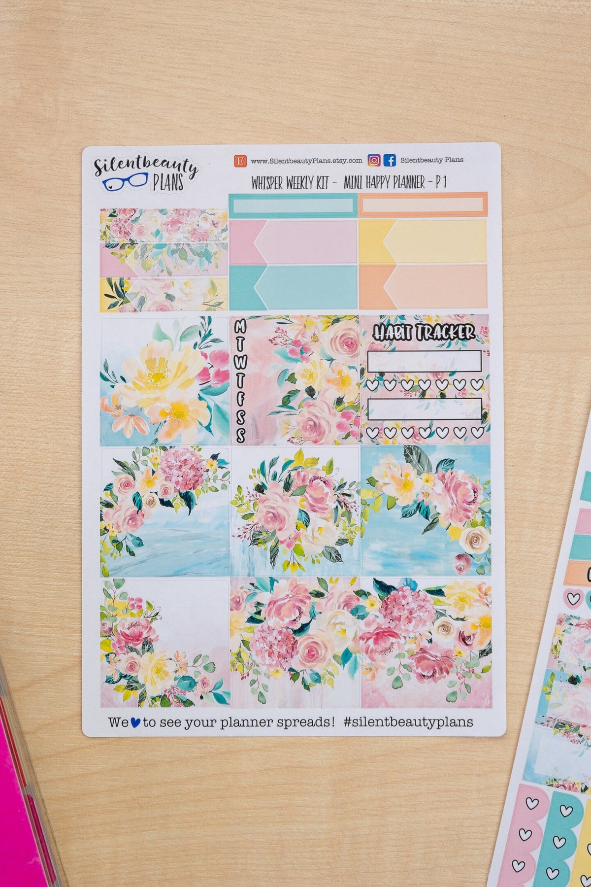 Whisper Weekly Kit - Mini Happy Planner, Planner Stickers, UK