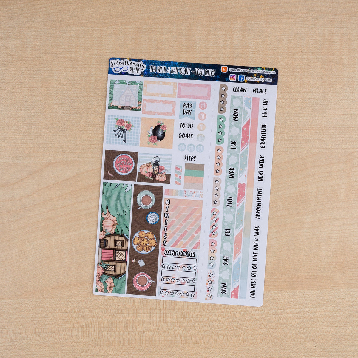 Tea with a Half Giant Weekly Kit - Hobonichi Weeks, Planner Stickers, UK
