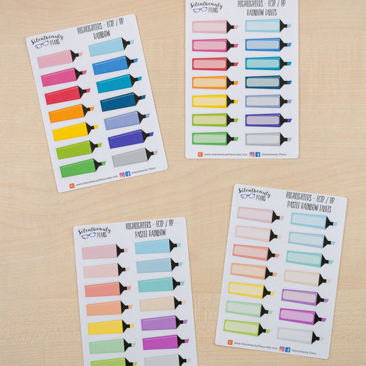Highlighter Stickers - 4 Options - Planner Stickers, UK
