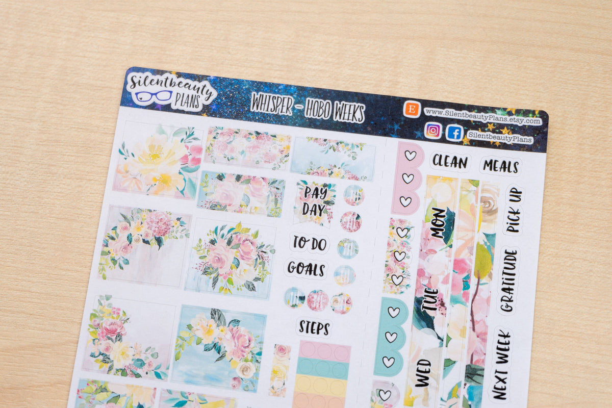 Whisper Weekly Kit - Hobonichi Weeks, Planner Stickers, UK