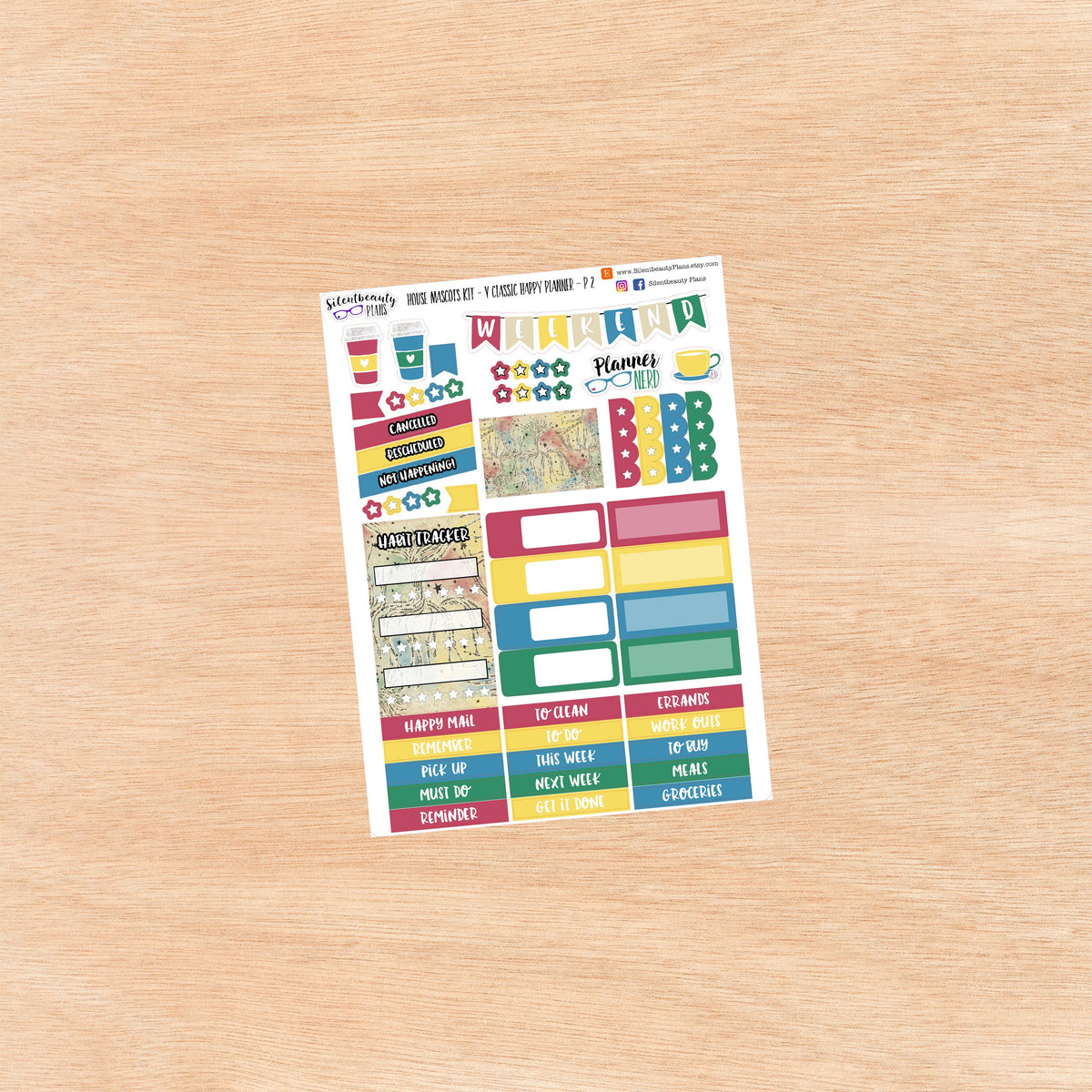 School House Mascots Sticker Kit - Vertical Classic Happy Planner, Vertical, Planner Stickers, UK